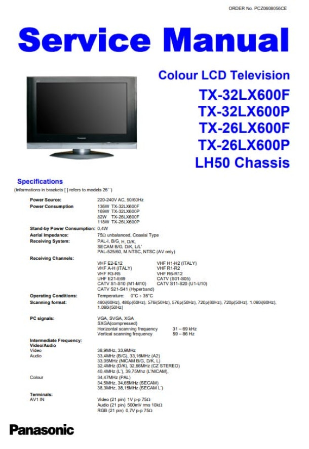 LH50_TX-32LX600F, TX-32LX600P, TX-26LX600F, TX-26LX600P